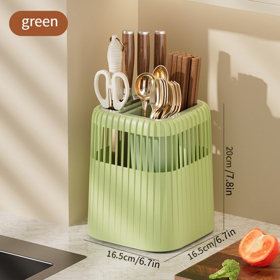 360° rotating kitchen utensil storage rack, multi-functional knife ...