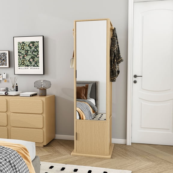 360 rotating makeup cabinet, Velvet, Silver, Modern, Durable Build, Quality Materials, Soft