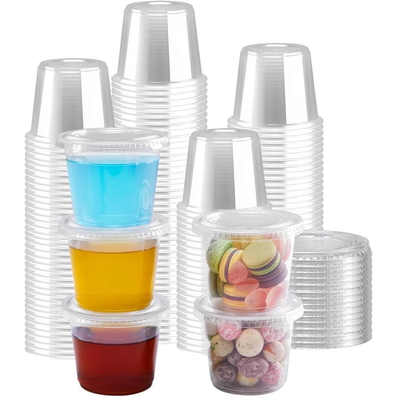 360 sets 5.5 oz Plastic Portion Cups with - Sturdy Souffle Cups Jello Shot Cups with , Clear Plastic Containers for Salad Dressing,Condiment and Dipping Sauce