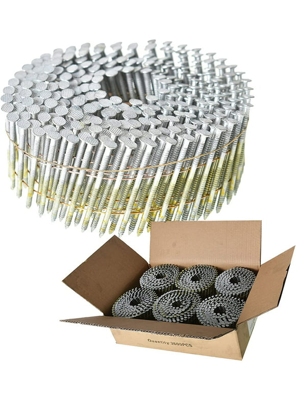 3600 Count Coil Siding Nail Full Round Head Wire Collated Coil 1-1/2-Inch x .092-Inch Ring Shank Hot Dipped Galvanized