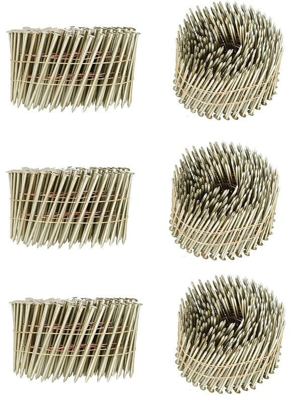 3600 Count Siding Nails 15 Degree 2-1/2 Inch x 0.09 Inch Collated Wire Coil Full Round Head Ring Shank Resin Paint Coating Wall Panel Nails