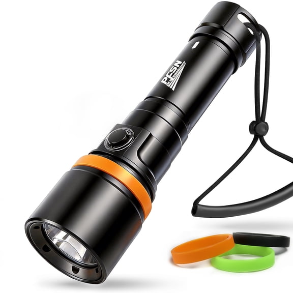 3600 Lumens Dive Light, 150M Underwater Waterproof, 300M Long Range Beam, 20H Battery Life & Fast Charging for Snorkeling Caving Spearfishing