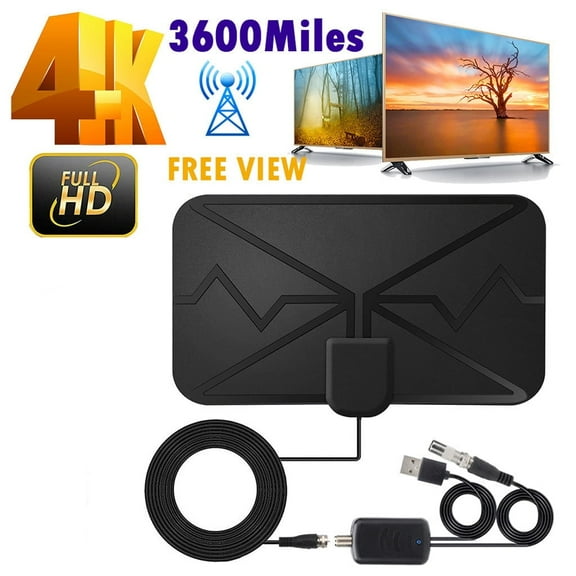 3600 Miles 4K Digital Indoor TV Antenna with Signal Amplifier DVB-T HD TV Digital Antenna for More Channels,Black
