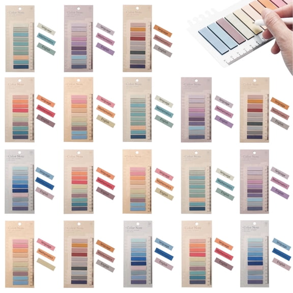 3600 Pcs Books Tabs for Annotating Clear Sticky Index Tab Page Markers with Ruler Writable Repositionable Book Flags Strip 60 Colors 18 Sets