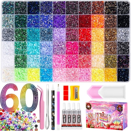 36000Pcs Bedazzling Kit, 60-Color Resin Rhinestones Bedazzler Kit for Nail Gems & Diamond Art