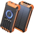thumbnail image 1 of 36000mAh Solar Power Bank 15W Fast Charging with Cables & Wireless Charger, Solar Charger Compatible for iPhone & Android Phone, 1 of 10