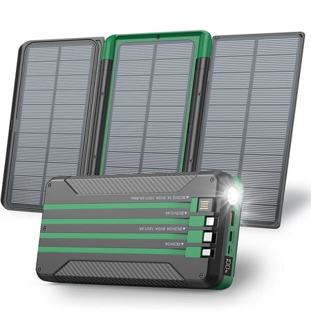 46800mAh Solar Charger Power Bank 20W Fast Charging with Cables Compatible for iPhone, Android Phone