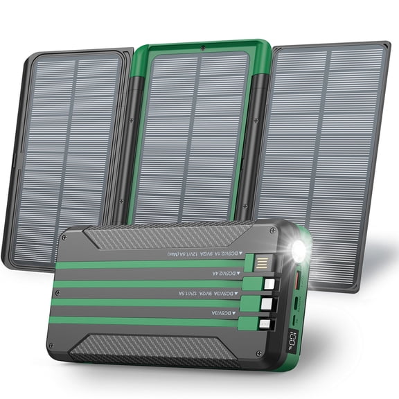 46800mAh Solar Charger Power Bank 20W Fast Charging with Cables Compatible for iPhone, Android Phone