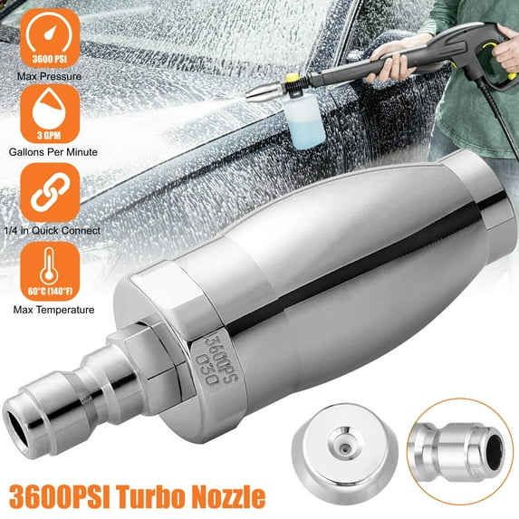 3600PSI Pressure Washer Turbo Rotating 3.0 GPM Nozzle W/1/4 Inch Quick Connect