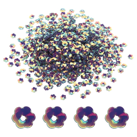 3600Pcs Flower Sequins, 6mm/0.24" Flower Loose Sequins Glitter Flowers Bulk Embroidery Paillettes Crafts Sequin for Sewing Garments Garments Decor DIY Jewelry Making, Dark Purple