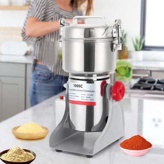 3600W High-Speed Grain Mill, 2.2 lbs Capacity, All-Copper Motor, Adjustable Timing, Food-Grade Stainless Steel, for Grains, Spices, Herbs