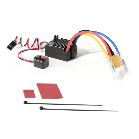 360A Forward Brushed ESC, 60A Continuous Current, Power Connector, Separate On/Off Control for 1/10 Scale Vehicle Setup