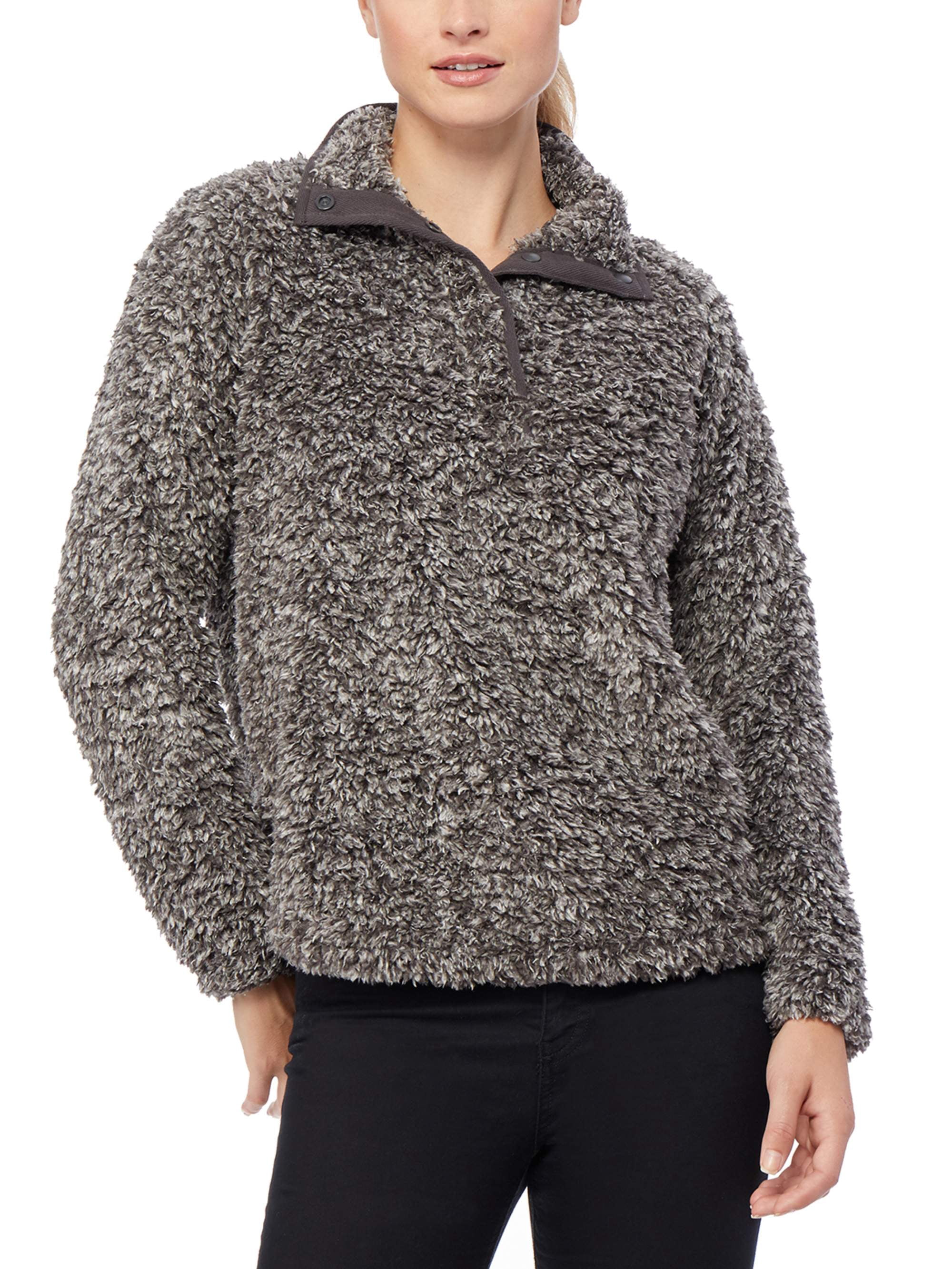 360Air Women's Soft Sherpa Half Buttoned Pullover - Walmart.com