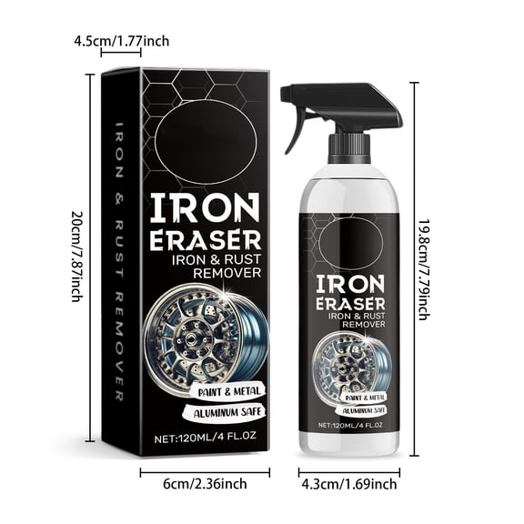 360ML Multipurpose Automotive Rust Remover Spray, Powerful Decontamination Limescale Cleaner, Effective Rust Dissolving Care Spray for Car Wheels, Tires and Exterior Metal Surface Maintenance