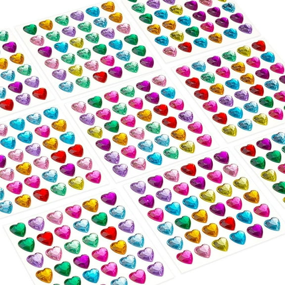 360PCS Heart Rhinestone Stickers Self Adhesive Gems Stickers Jewels Stickers Rhinestones for Jewelry Design Photo Album and Card-Making Colorful