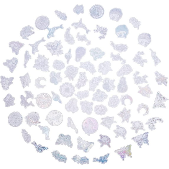 360PCS Holographic Glitter Butterfly Sticker Set Waterproof Plant Decorative Flower Whale Decals Glitter Adhesive Sticker for Scrapbooking Planner Water Bottles Laptops DIY Craft