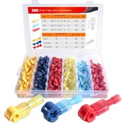 360PCS T-Tap Wire Connectors Kit, Quick Splice Self-Stripping Electrical Wire Terminals for Speaker Car Audio, Nylon Fully Insulated Male Quick Disconnects for Automotive Wiring 22-10 AWG