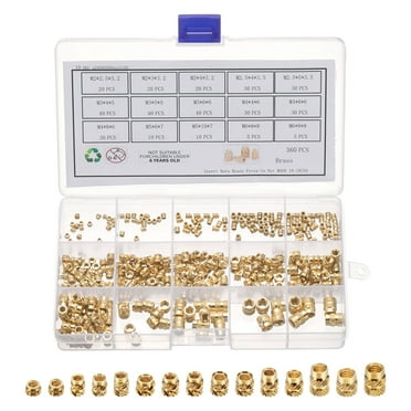 400pcs Heat-Set Threaded Inserts Assortment Kit - M2 M2.5 M3 M4 M5 M6 Brass Knurled Nuts