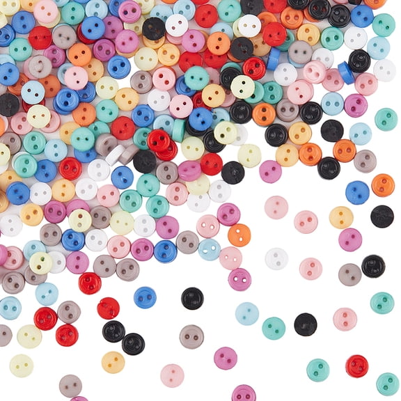 360Pcs 12 Color Mini Resin Button 2-Hole BJD Garment Accessories Flat Round Mixed Color 3x1mm Hole: 0.5mm