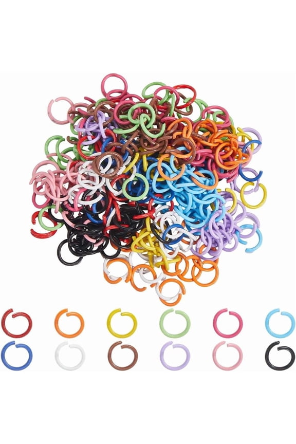 360Pcs 12 Colors Colorful Jump Ring Open Split Rings Bulk 10mm Metal Iron Round Loop Circle 1.4mm Thick Connector Opener Bracelet Necklace Findings for Jewelry Making Keychain DIY Crafts