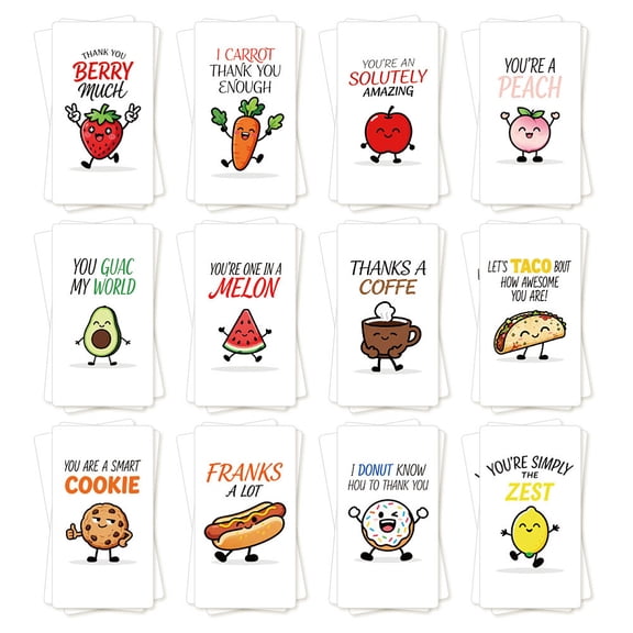 360Pcs Employee Appreciation Kudo Cards 12 Style Motivational Encouragement Card Funny Blank Back Thank You Note Card 3.52 Inch Colorful