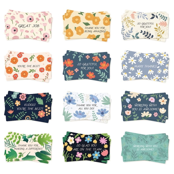 360Pcs Employee Appreciation Kudo Cards 12 Style Motivational Encouragement Card Funny Blank You Note Recognition Card 3.52 Inch Colorful