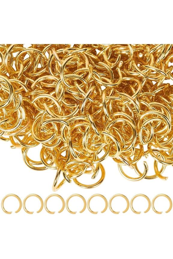 360Pcs Gold Jump Ring Open Split Rings Bulk 10mm Metal Iron Round Loop Circle 1.4mm Thick Connector Opener Bracelet Necklace Repair Findings for Jewelry Making Keychain DIY Craft Accessories