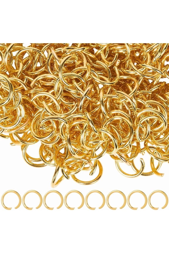 360Pcs Gold Jump Ring Open Split Rings Bulk 10mm Metal Iron Round Loop Circle 1.4mm Thick Connector Opener Bracelet Necklace Repair Findings