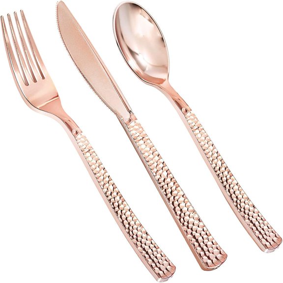 360Pcs Gold Plastic Silverware Set for Weddings & Parties