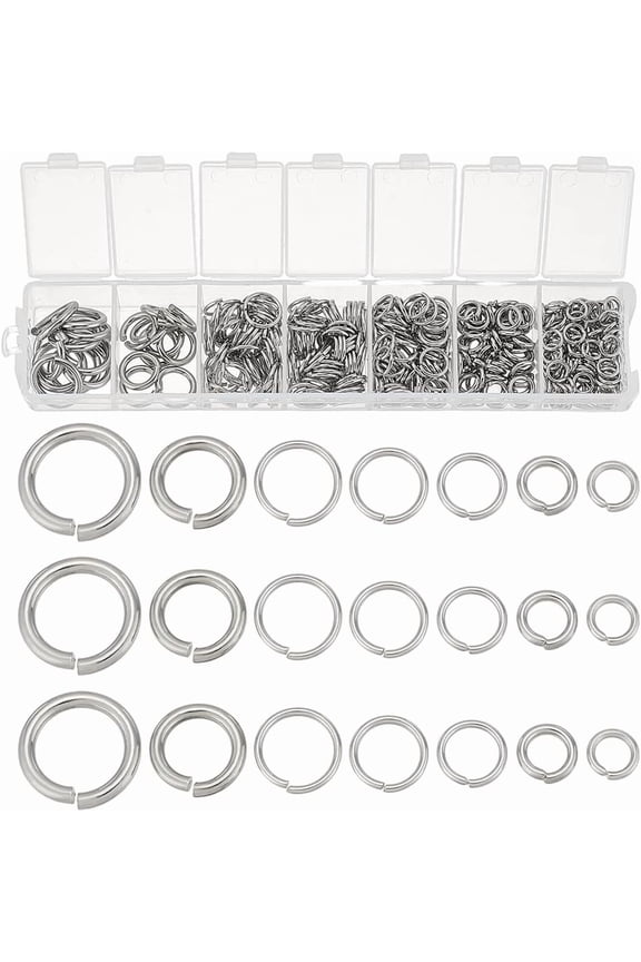 360Pcs Open Jump Ring Stainless Steel Connector Rings Bulk 6/7/8/9/10/11/14mm