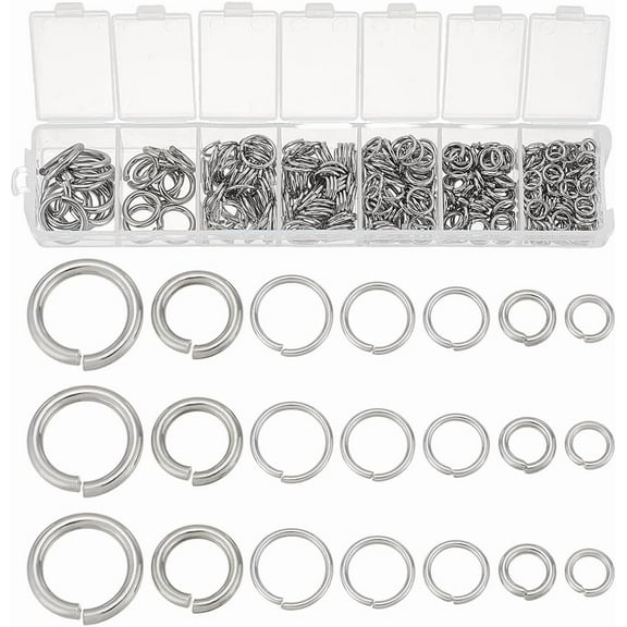360Pcs Open Jump Ring Stainless Steel Connector Rings Bulk 6/7/8/9/10/11/14mm