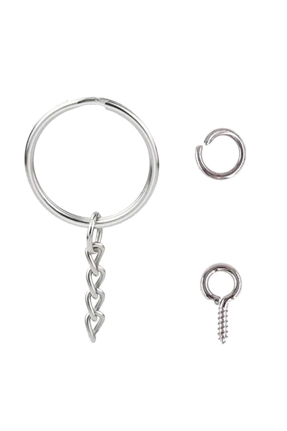 360Pcs Screw Eye Pin for Key Chains with Open Jump Ring Chain Screw Eye Pins for Key Chain Art Crafts Works