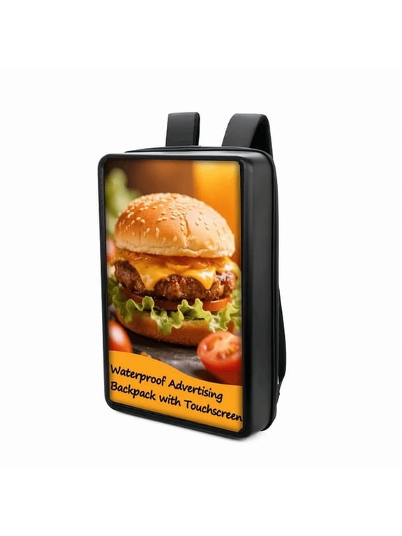 21.5 Inch IP65 Waterproof Advertising Backpack with Touch Screen, 1000 Nits High Brightness LCD Digital Signage Backpack, Portable Digital Billboard Display with USB/App/CMS Control