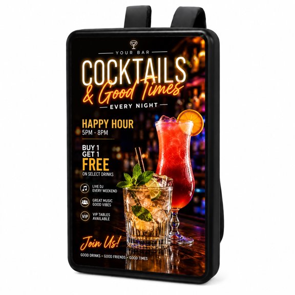 360SPB 21.5 Inch Touch Screen LCD Advertising Backpack, IP65 Waterproof Portable Digital Signage Backpack, 1000 Nits Android 11 Walking Billboard Display with CMS, WiFi, Bluetooth & 5-8H Battery