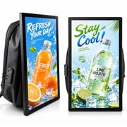 360SPB 21.5" LCD Advertising Backpack, 1000 Nits High Brightness Touch Screen Digital Signage Display, Portable Walking Billboard with USB, App & CMS Control for Mobile Advertising