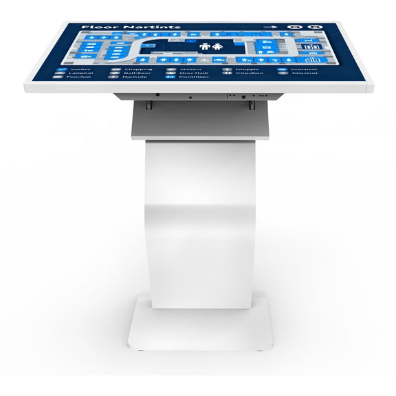 360SPB 43" White Interactive Touch Screen Kiosk with Windows OS, Floor Standing Display for Hotels & Reception Areas