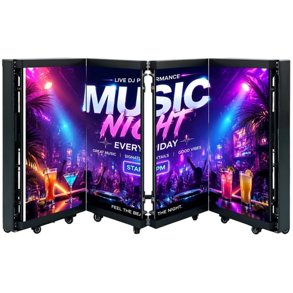360SPB 6-Fold LED DJ Booth, Portable Foldable LED DJ Booth Facade with Wheels, Wireless App Control, Fast Content Management, for Weddings, Nightclubs, Parties & Events