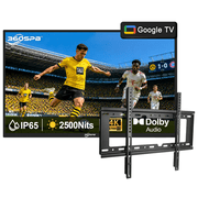 360SPB 65" Outdoor TV, 4K UHD Outside TV, 2500 Nits Outdoor Television, IP65 Waterproof Smart Google TV, HDR10, WiFi & Bluetooth, Voice Remote, Outdoor TV for Patio, Deck and Backyard