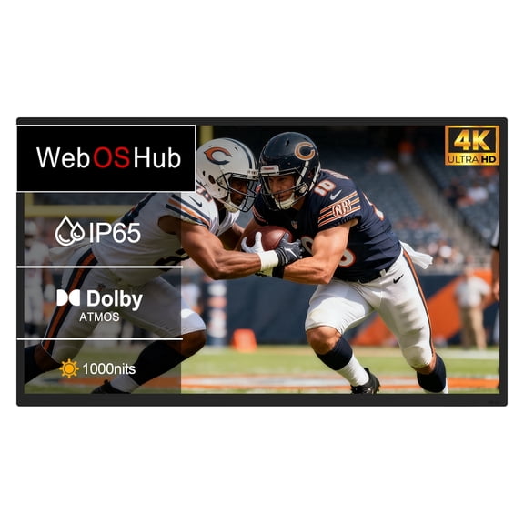 360SPB 65" Waterproof Outdoor TV, 4K Ultra HD Smart Display With LG WebOS, 1000 Nits Brightness for Deck & Backyard