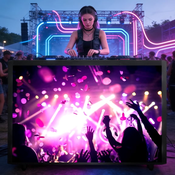 360SPB 5FT P2.604 LED DJ Booth, Portable LED Video Wall DJ Table with Digital Display Screen, Standing DJ Facade for Events, Weddings, Shows, Parties and Entertainment