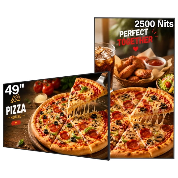 360SPB DISPLAY 49Inch 4K Commercial Display, 1cm Frameless Digital Signage,2500 nits USB Plug-and-Play & Cloud CMS, Timer & Split-Screen, Android, HDMI/USB/WiFi, Retail Restaurant Hotel Gym