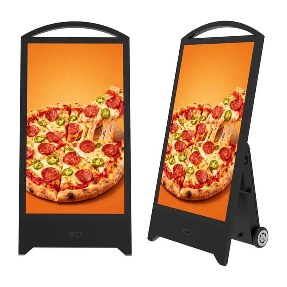 360SPB Rechargeable Outdoor Digital Signage Display 43", 2000 Nits Waterproof LCD Kiosk, Portable Commercial Advertising Totem