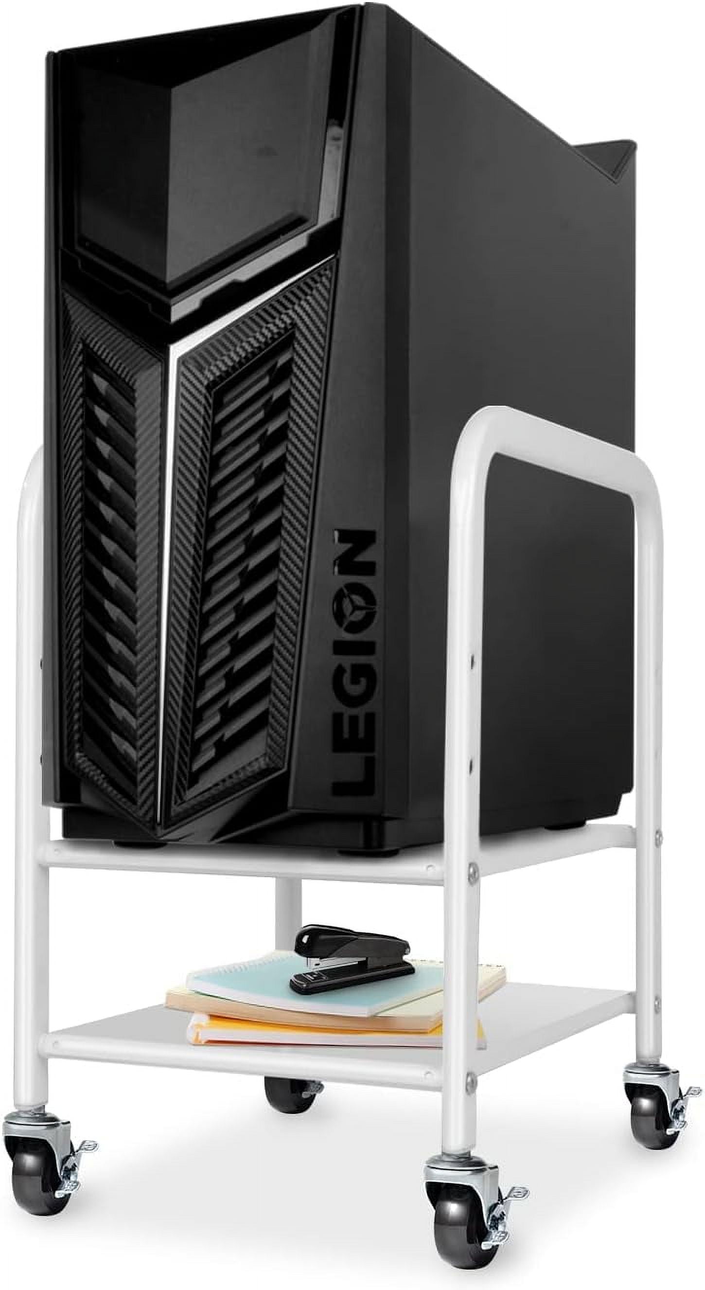 360Tronics Computer Tower Floor Stand, 2Tier Adjustable Desktop ATXCase CPU Holder, PC Rolling