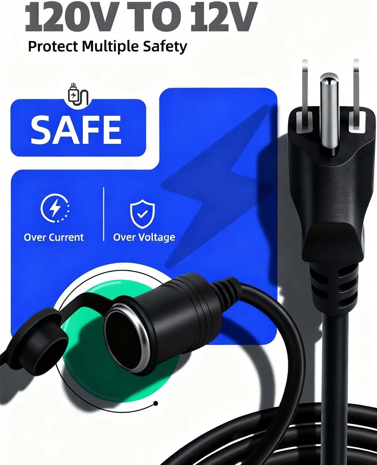 360W AC to  Converter 12V Adapter for Car Refrigerator and Tire Inflator