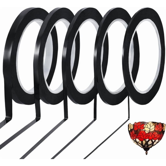360Yard Stained Glass Lead Lines 2/3/4/5/6.5mm Width Black PET Chart Line Tape Graic & Grid Marking Tapes Stained Glass Supplies 72Yard /Size