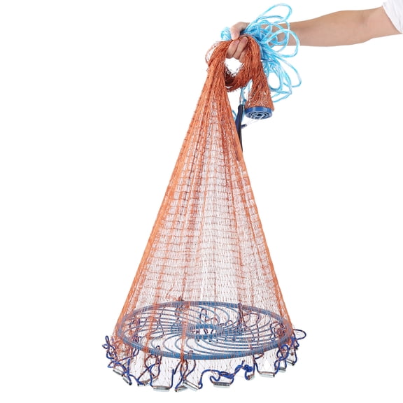 360cm Hand Cast Fishing Net with Flying Disc - High Strength Nylon Fly Cast Net for Lake and River