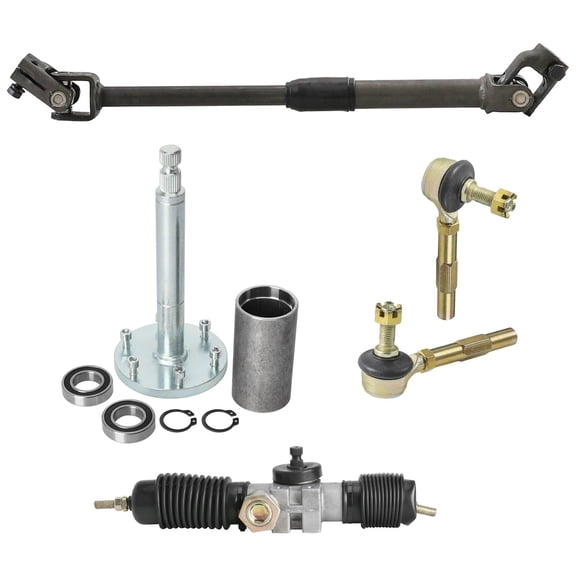 360mm Go Kart Power Steering Gear Shaft Rack Pinion & Steering Connecting Shaft Rack & Steering Wheel Holder Kit for ATV UTV Drift Trike Quad Buggy