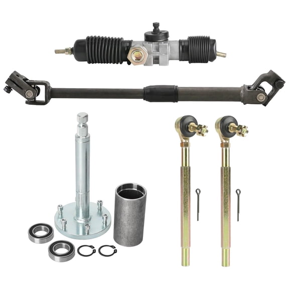 360mm Go Kart Power Steering Gear Shaft Rack Pinion & Steering Connecting Shaft Rack & Steering Wheel Holder Kit for ATV UTV Drift Trike Quad Buggy