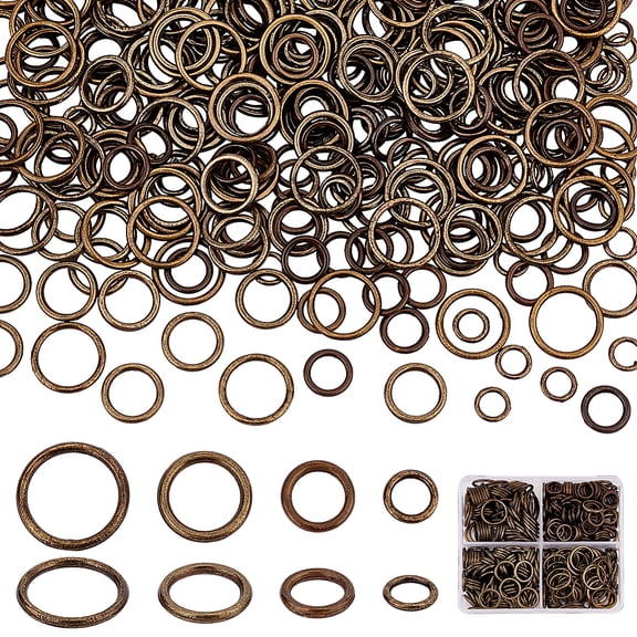 360pcs Closed Jumps Rings 6/8/10/12mm O Rings Brass Soldered Jump Rings 16-18 Gauge Bronze Round Chainmail Rings Jewelry Connector