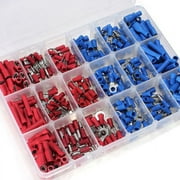 360pcs Insulated Crimp Terminals Electrical Wiring Wire Connectors Butt Spade Ring Fork Assorted Kit (Red & Blue)